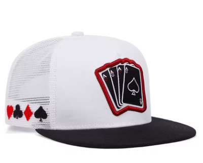 Poker “A's” Flat Brim Mesh NET Cap – Unisex Streetwear