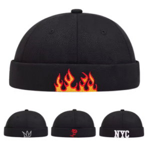 Rose Flame Embroidered Dome Hat