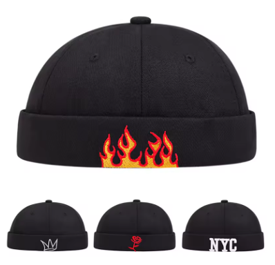 Rose Flame Embroidered Dome Hat